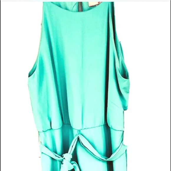 GB Girls Dress 14  Blue Green Aqua sleeveless ruffle tapering Easter NWT $54 - Picture 1 of 6